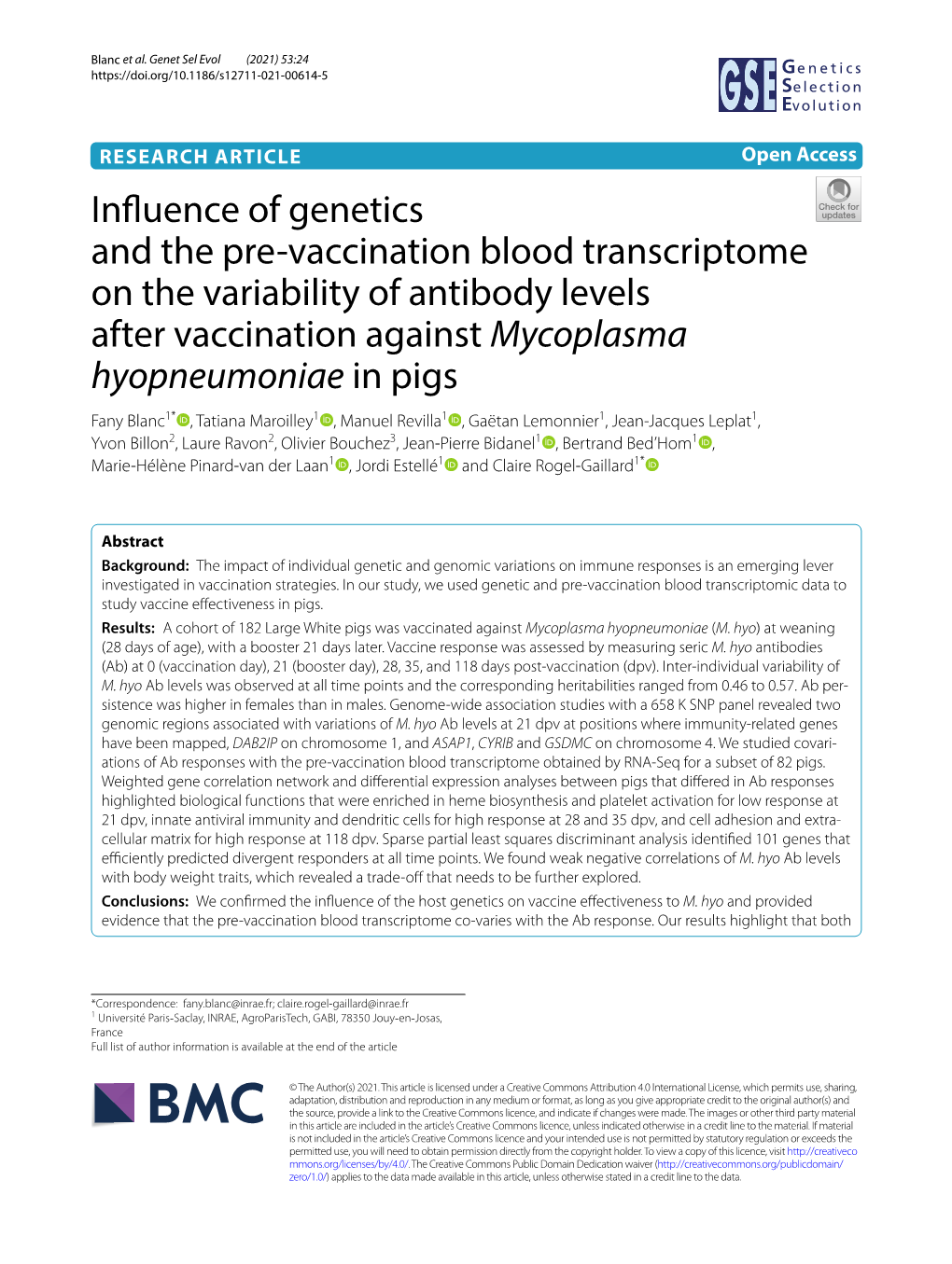 Influence of Genetics and the Pre-Vaccination Blood Transcriptome