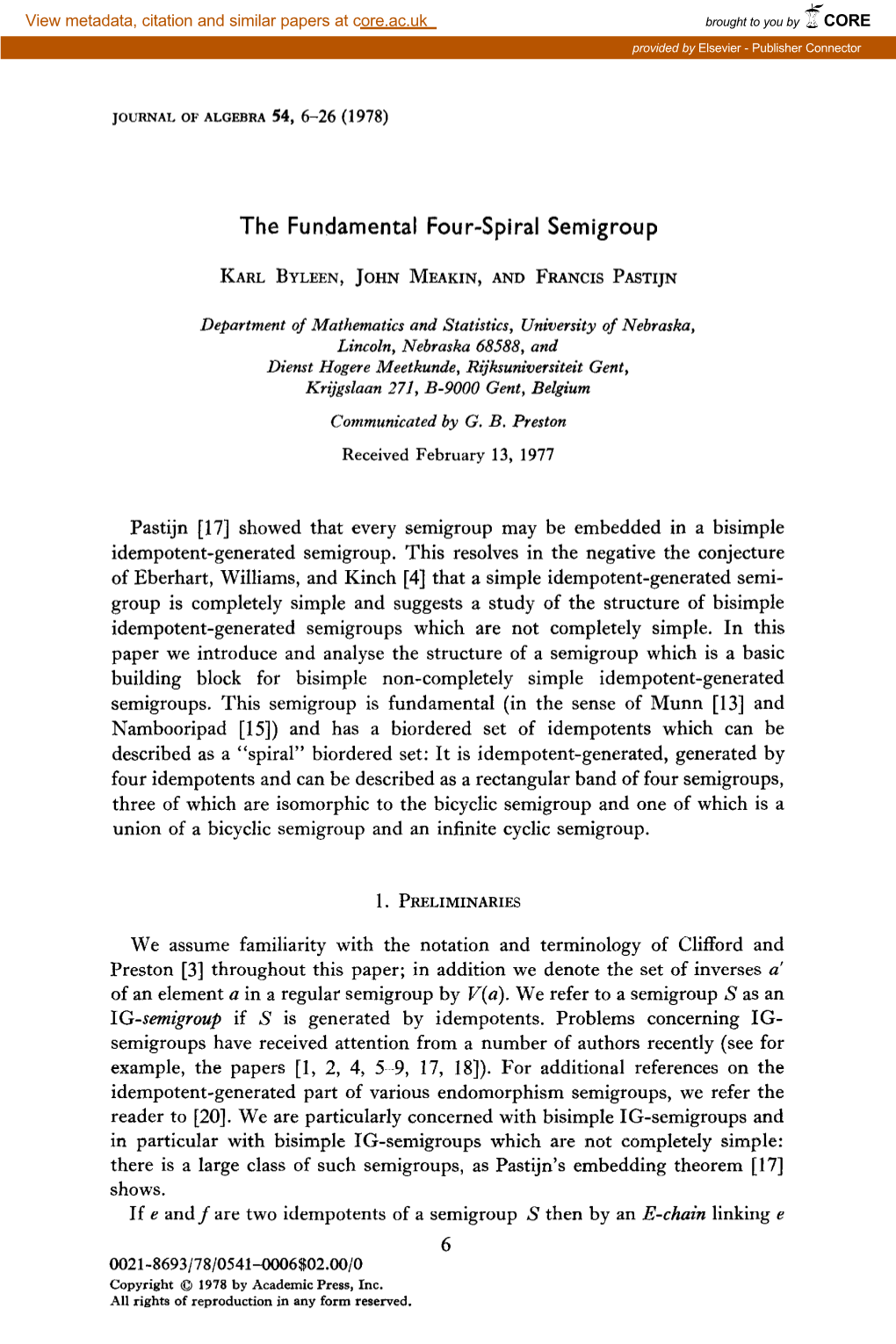 The Fundamental Four-Spiral Semigroup