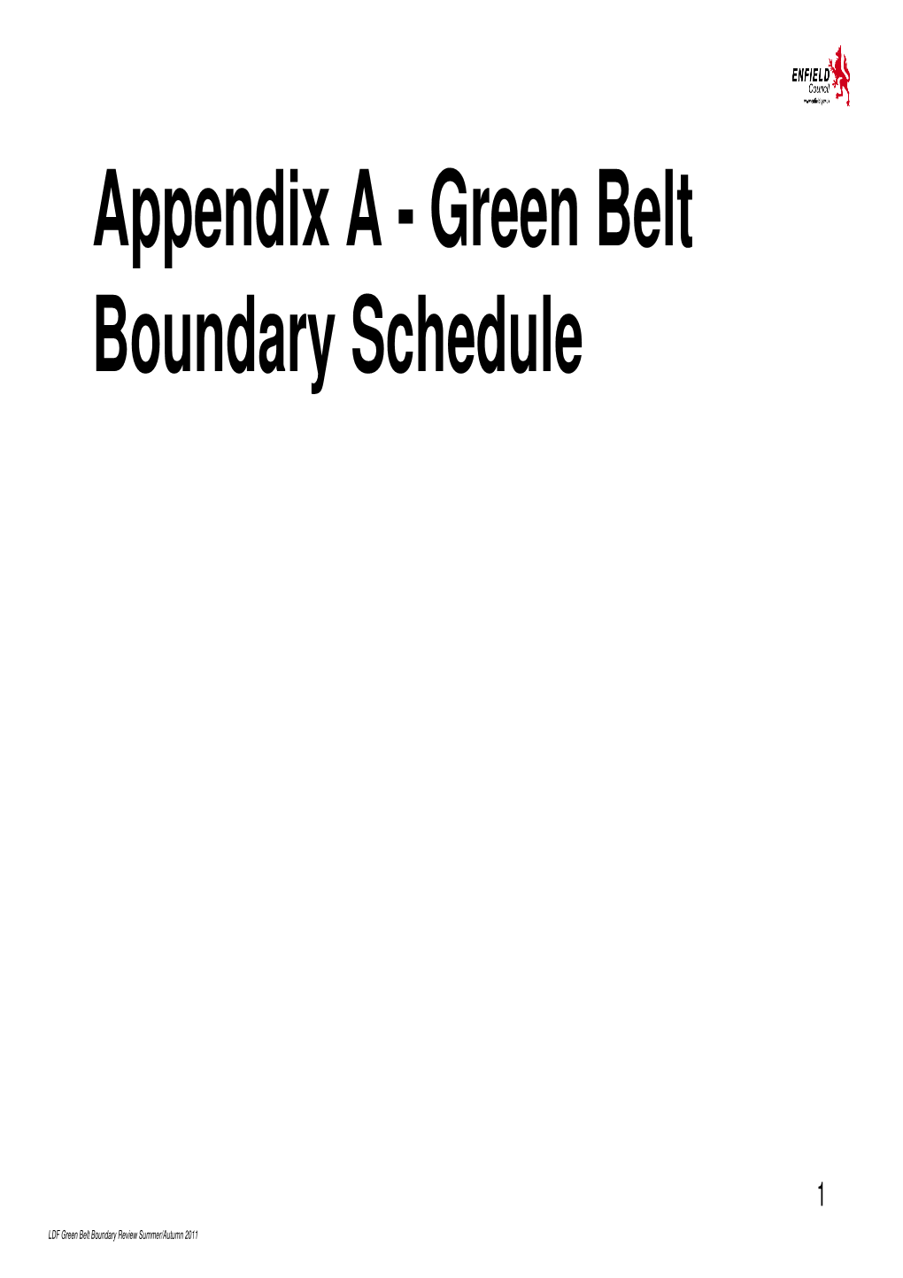 Appendix a - Green Belt Boundary Schedule