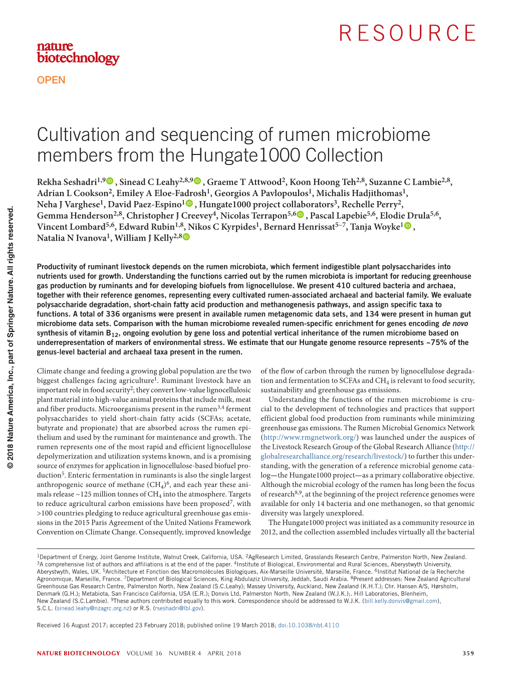 Resource Represents ~75% of the Genus-Level Bacterial and Archaeal Taxa Present in the Rumen