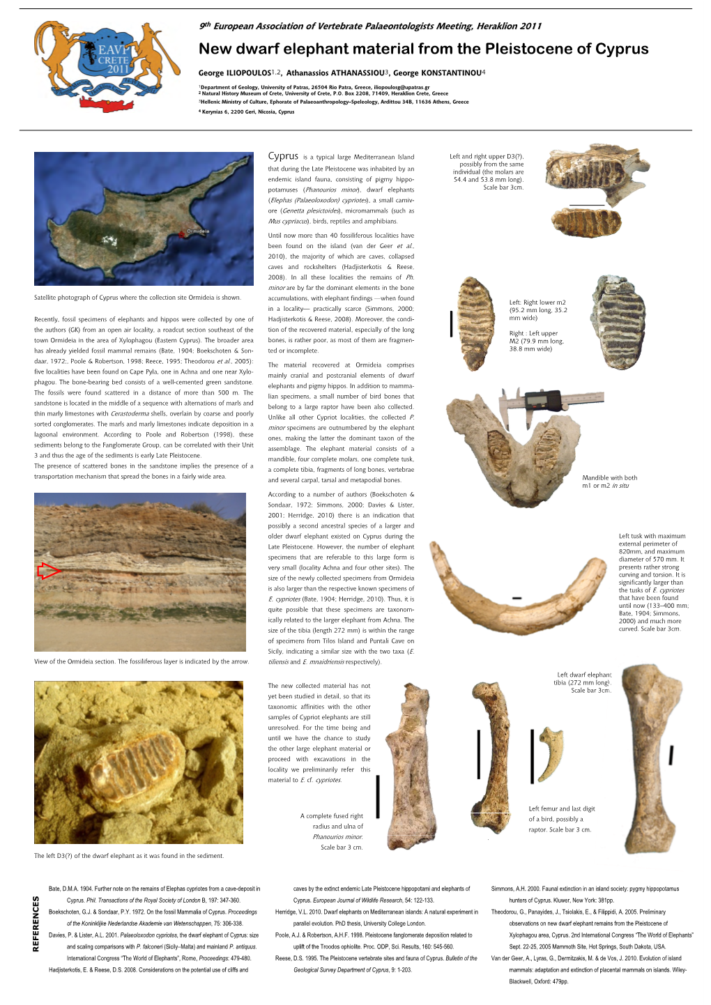 New Dwarf Elephant Material from the Pleistocene of Cyprus