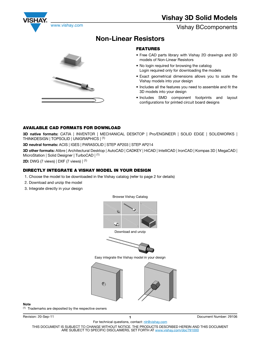 Vishay 3D Solid Models Non-Linear Resistors