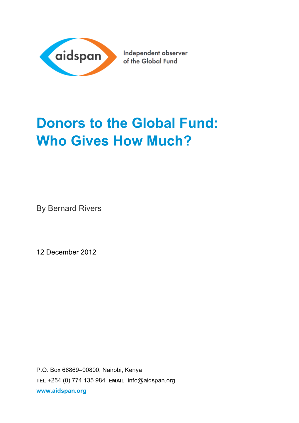 Donors to the Global Fund: Who Gives How Much?
