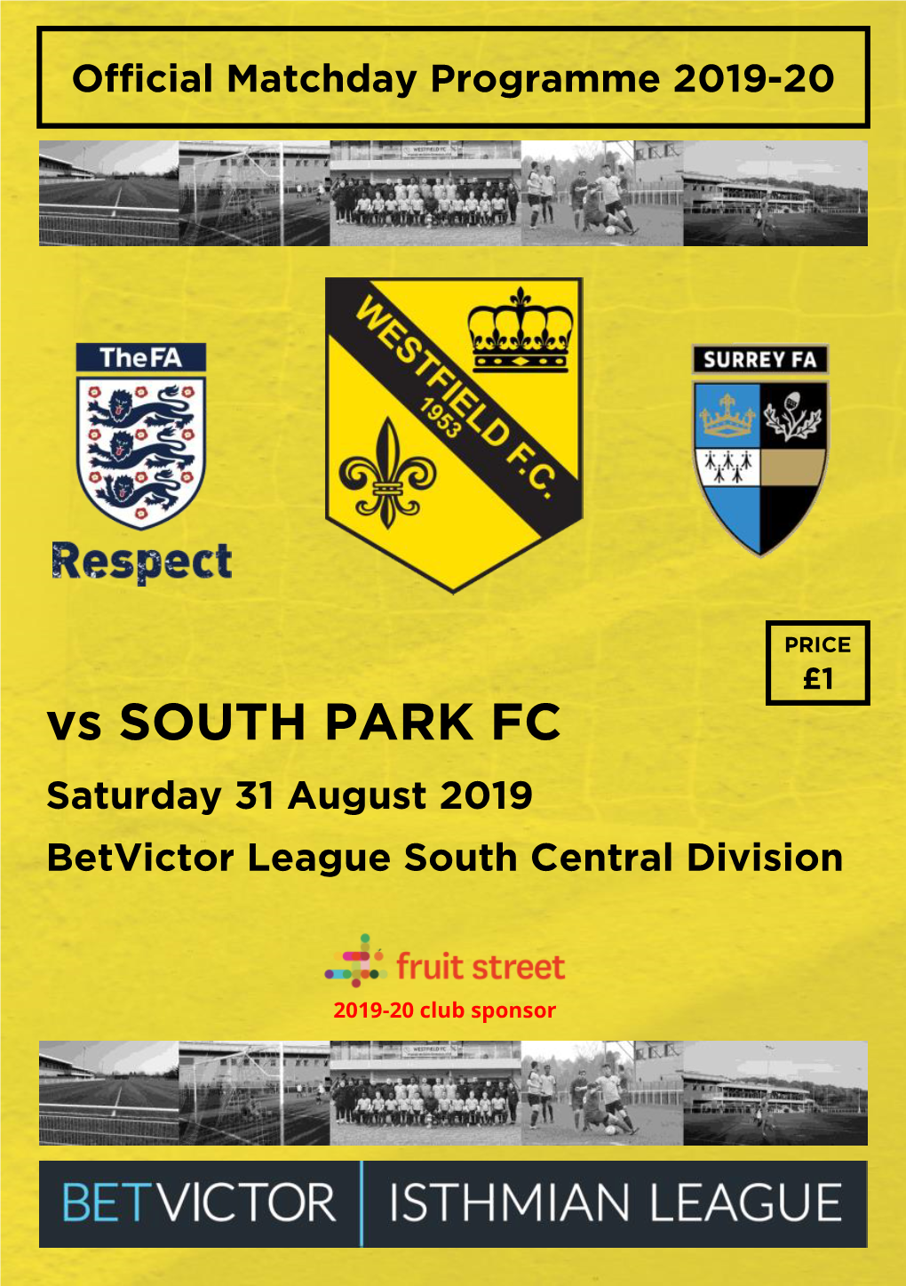 Vs SOUTH PARK FC Saturday 31 August 2019 Betvictor League South Central Division