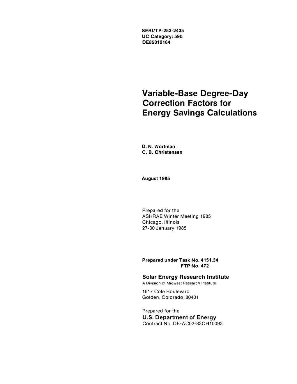 Variable-Base Degree-Day Correction Factors for Energy Savings Calculations