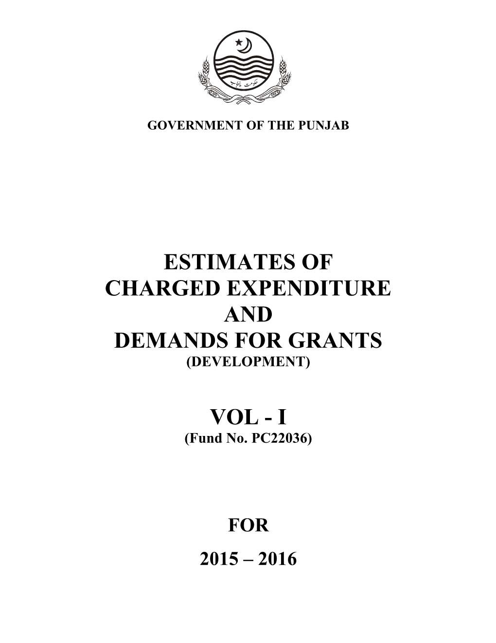 Estimates of Charged Expenditure and Demands for Grants (Development)