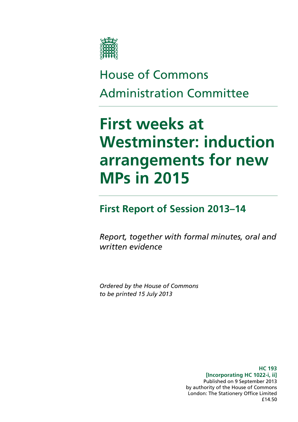 Induction Arrangements for New Mps in 2015