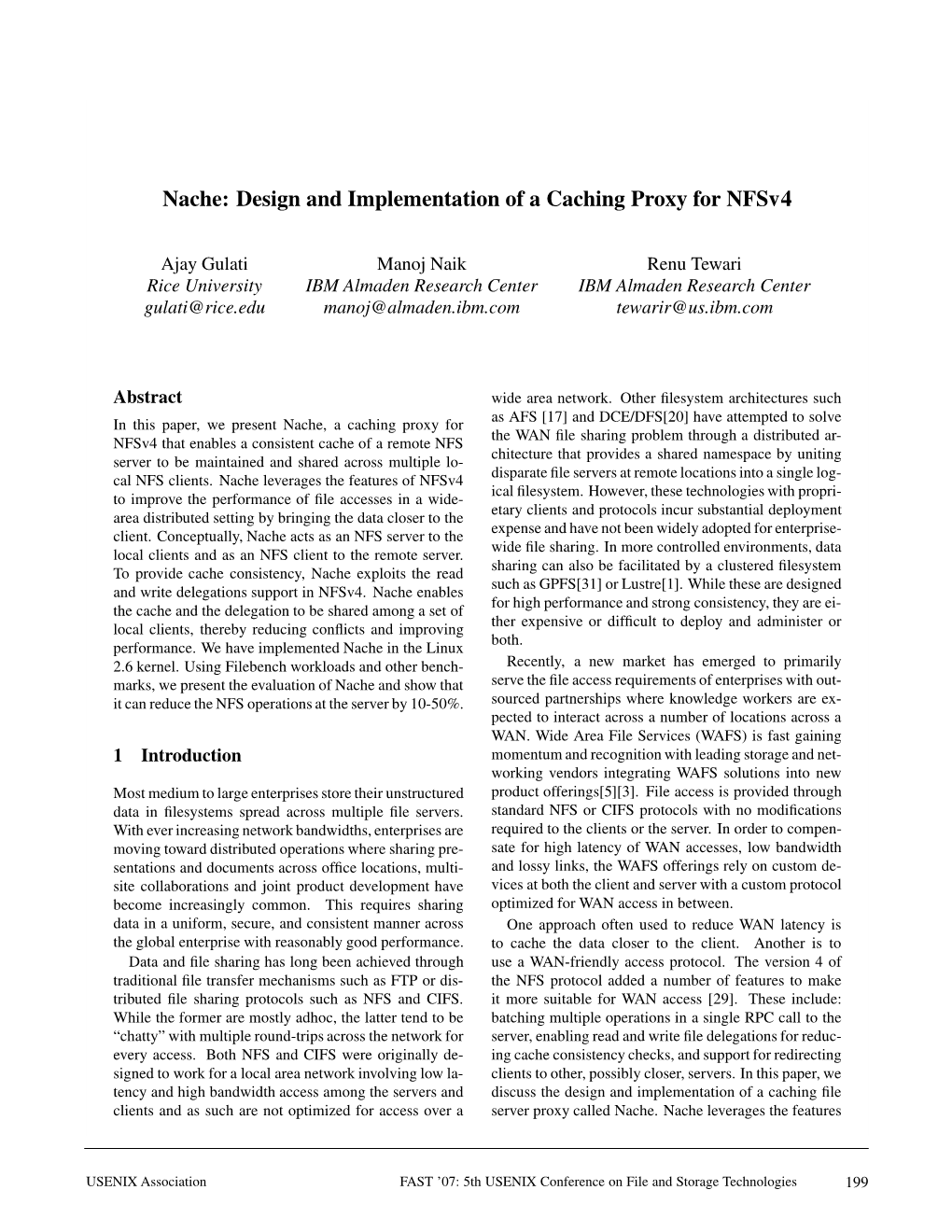 Nache: Design and Implementation of a Caching Proxy for Nfsv4