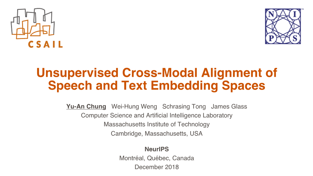 Unsupervised Cross-Modal Alignment of Speech and Text Embedding Spaces