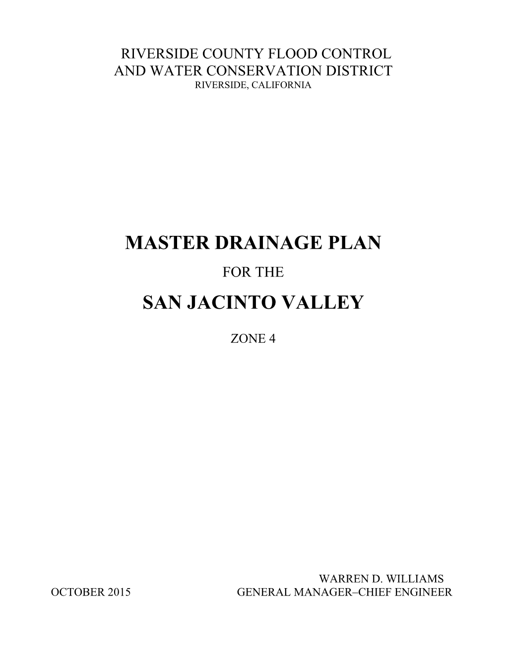 Master Drainage Plan San Jacinto Valley