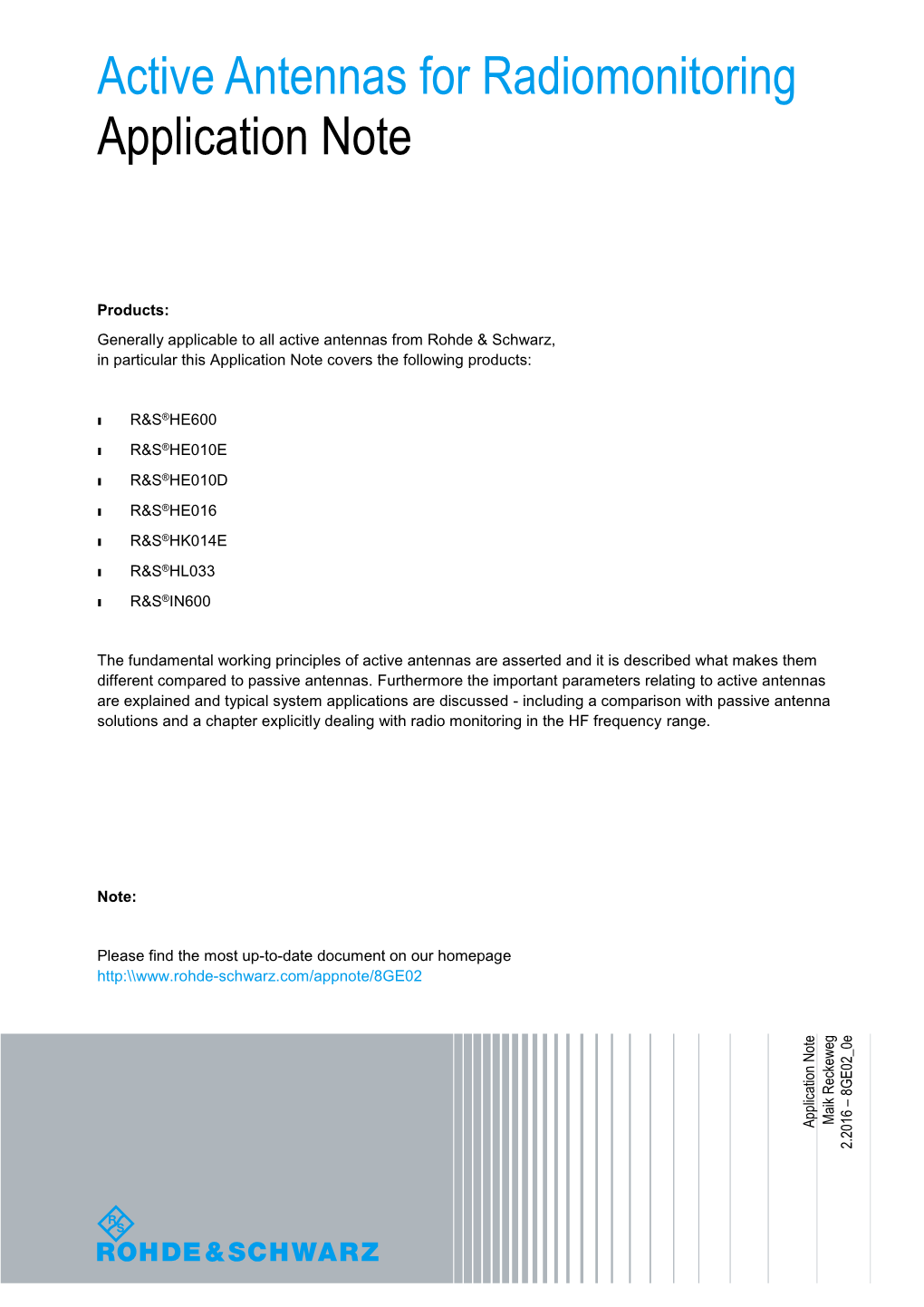 Appl. Note, Active Antennas for Radiomonitoring