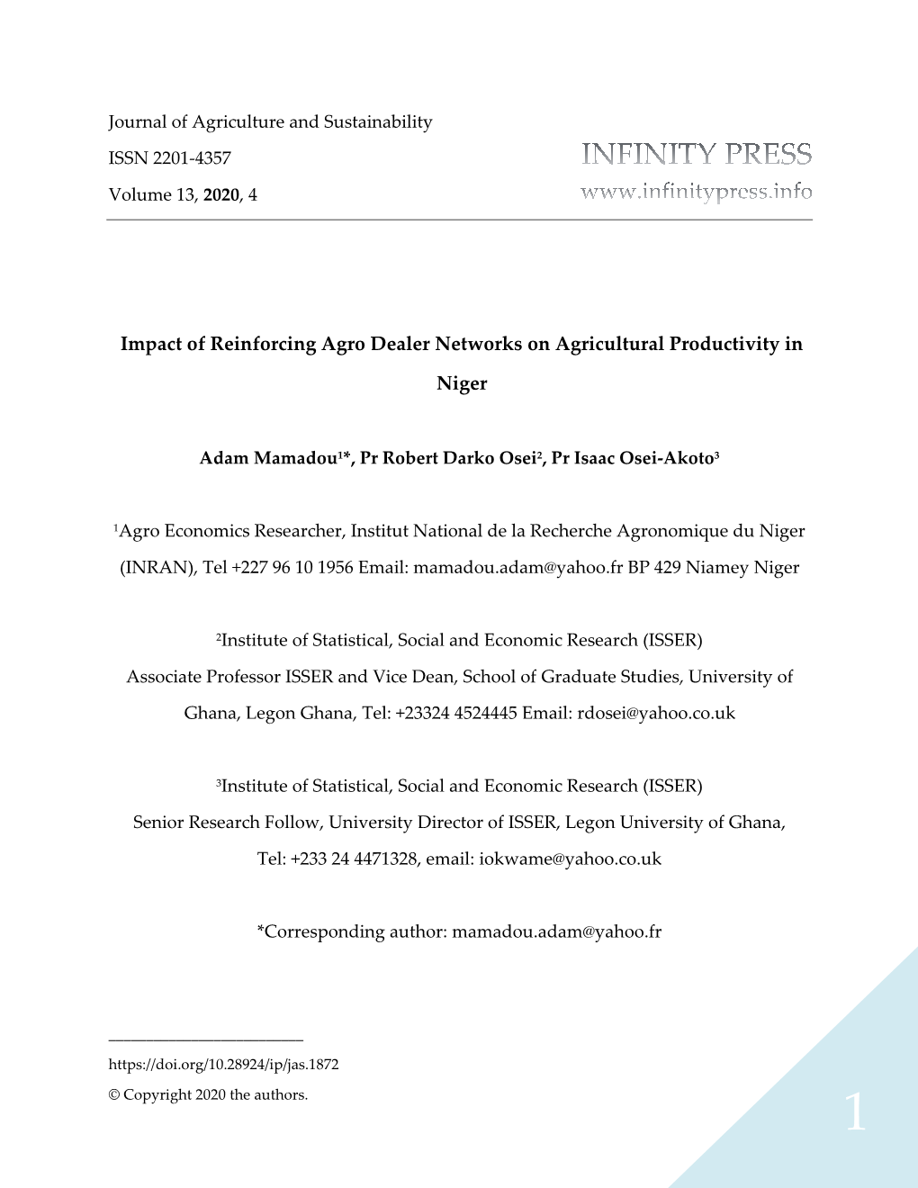 Impact of Reinforcing Agro Dealer Networks on Agricultural Productivity in Niger