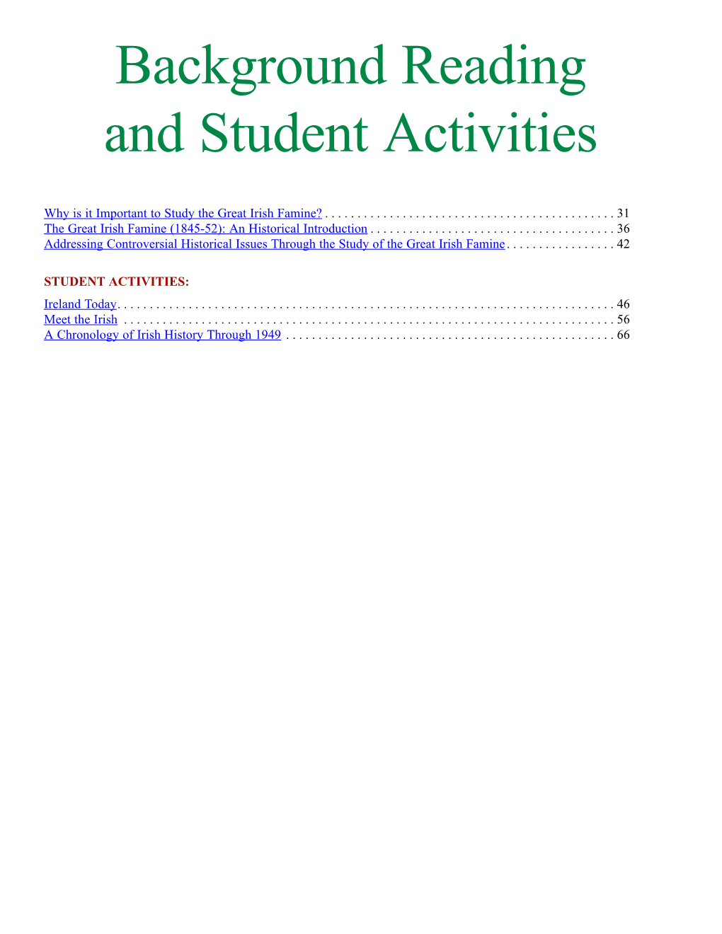 Background Reading and Student Activities