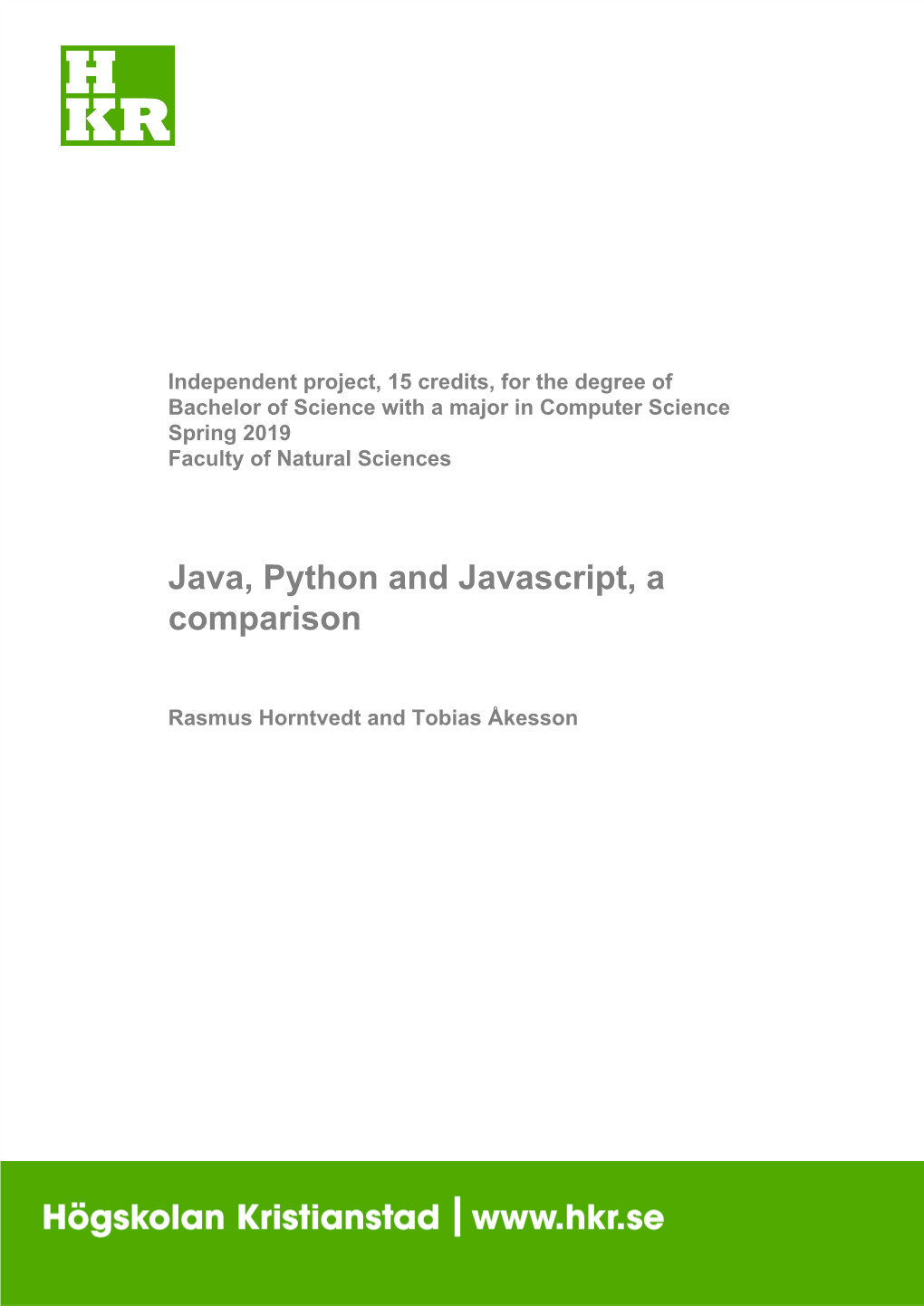 Java, Python and Javascript, a Comparison