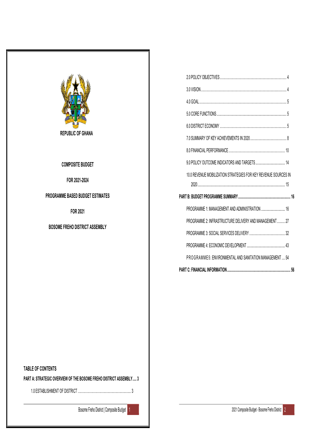 Bosome Freho District Assembly Programme 3: Social Services Delivery