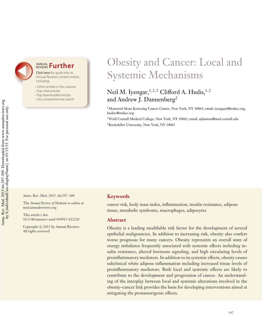 Obesity and Cancer: Local and Systemic Mechanisms