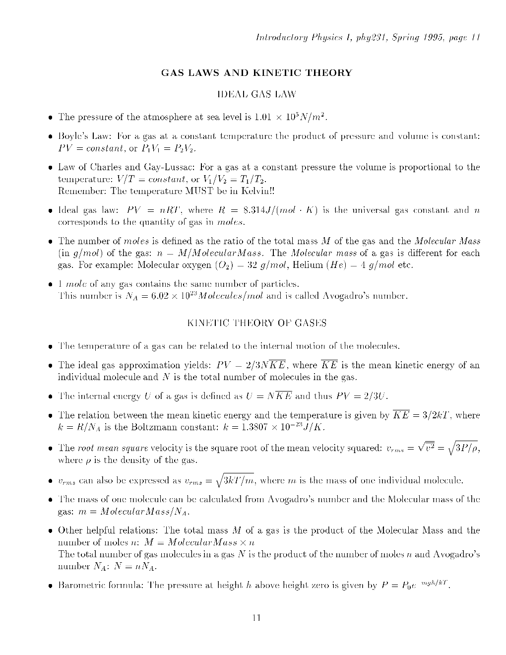 Gas Laws and Kinetic Theory