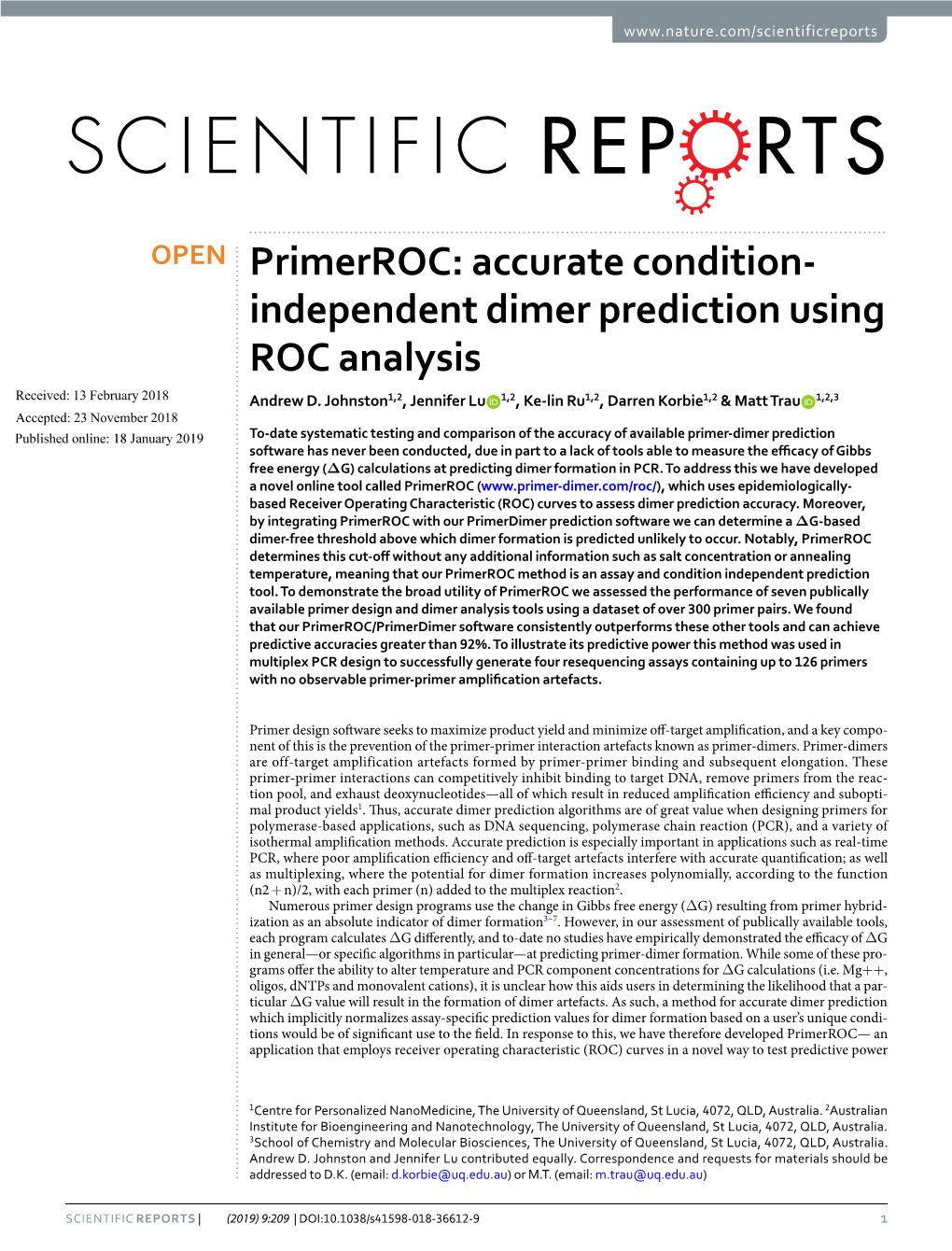 Primerroc: Accurate Condition-Independent Dimer