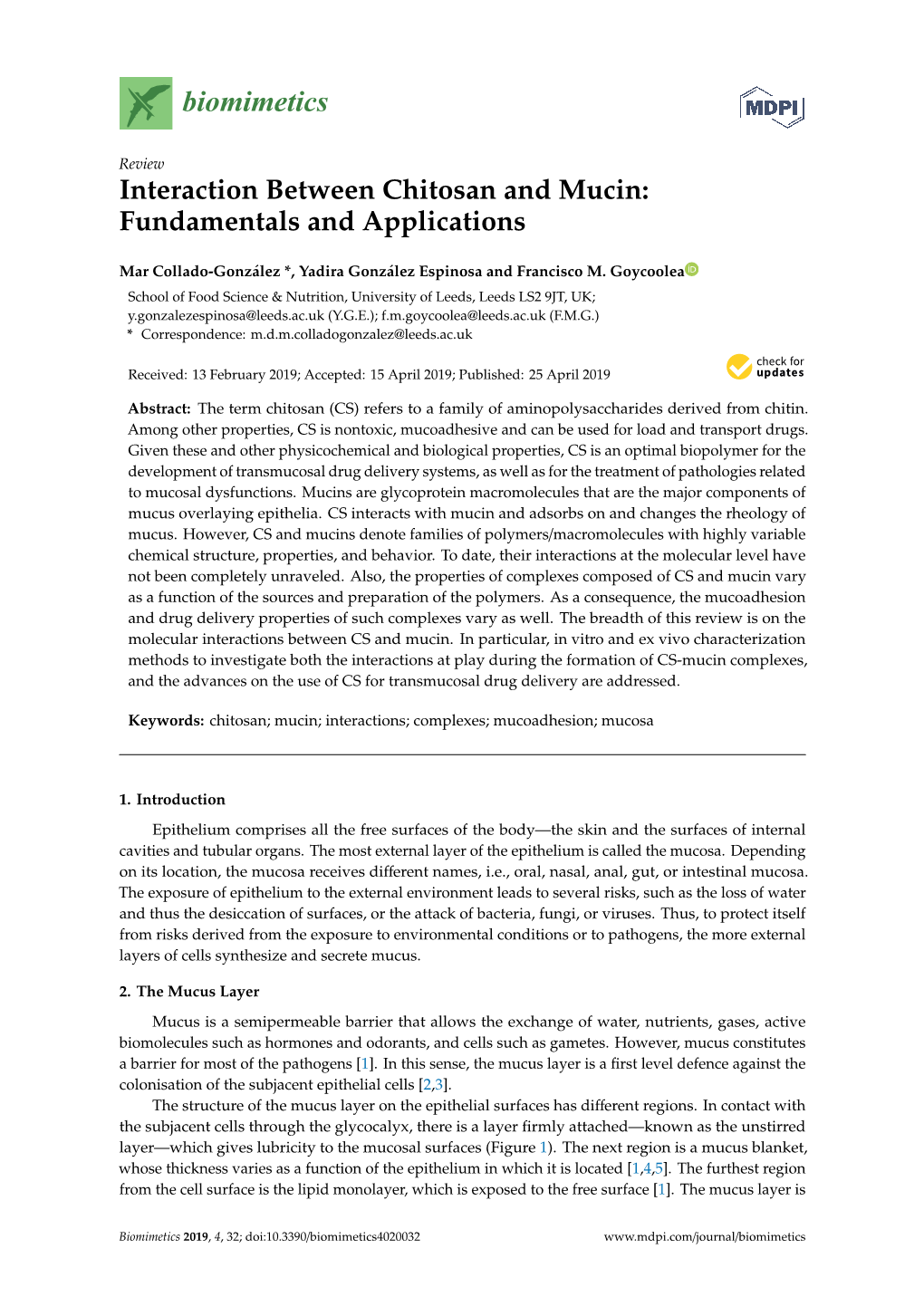Interaction Between Chitosan and Mucin: Fundamentals and Applications