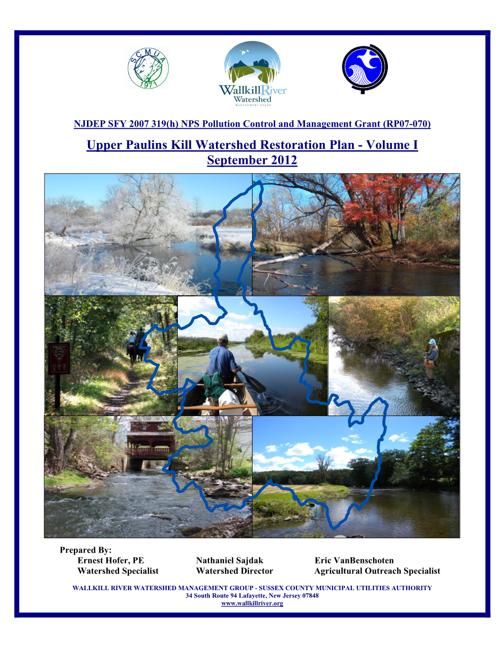 Upper Paulins Kill Watershed Restoration Plan - Volume I September 2012