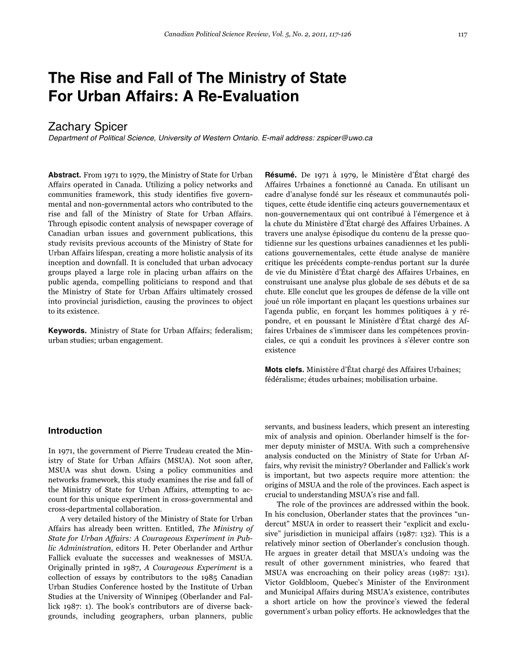 The Rise and Fall of the Ministry of State for Urban Affairs: a Re-Evaluation