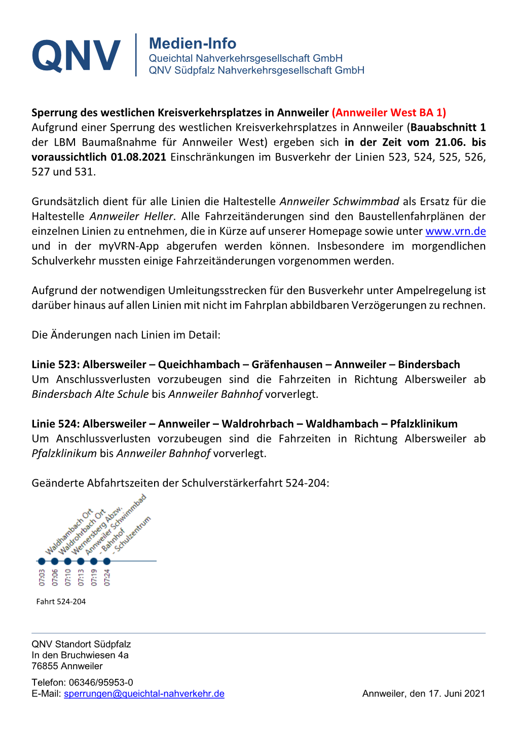 Medien-Info Queichtal Nahverkehrsgesellschaft Gmbh QNV QNV Südpfalz Nahverkehrsgesellschaft Gmbh