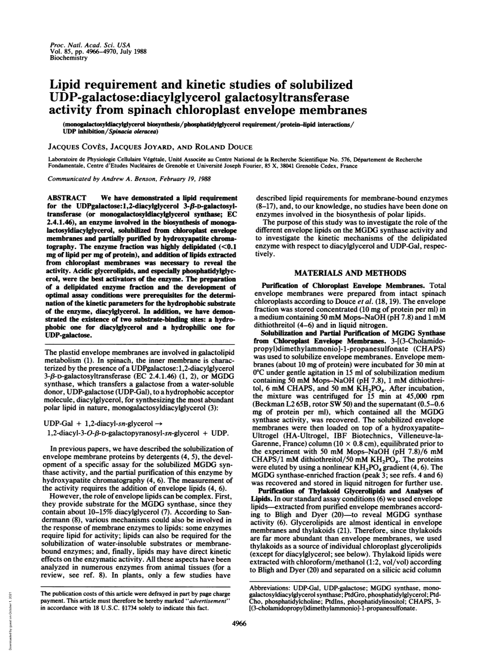 UDP-Galactose:Diacylglycerol Galactosyltransferase