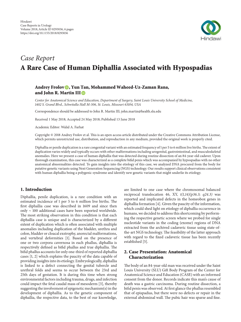 Case Report a Rare Case of Human Diphallia Associated with Hypospadias