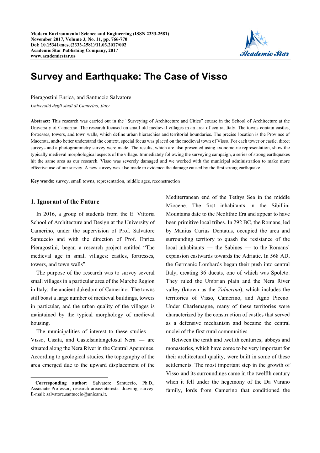 Survey and Earthquake: the Case of Visso