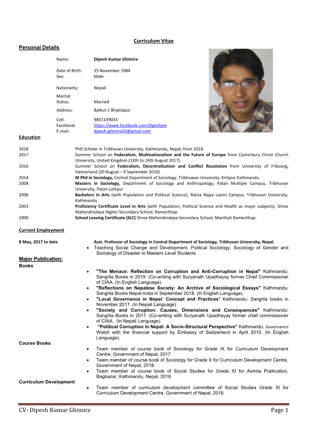 CV- Dipesh Kumar Ghimire Page 1