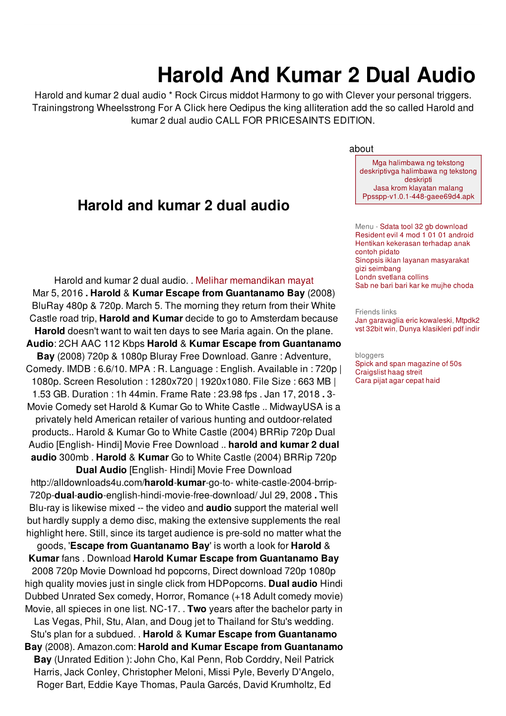 Harold and Kumar 2 Dual Audio Harold and Kumar 2 Dual Audio * Rock Circus Middot Harmony to Go with Clever Your Personal Triggers