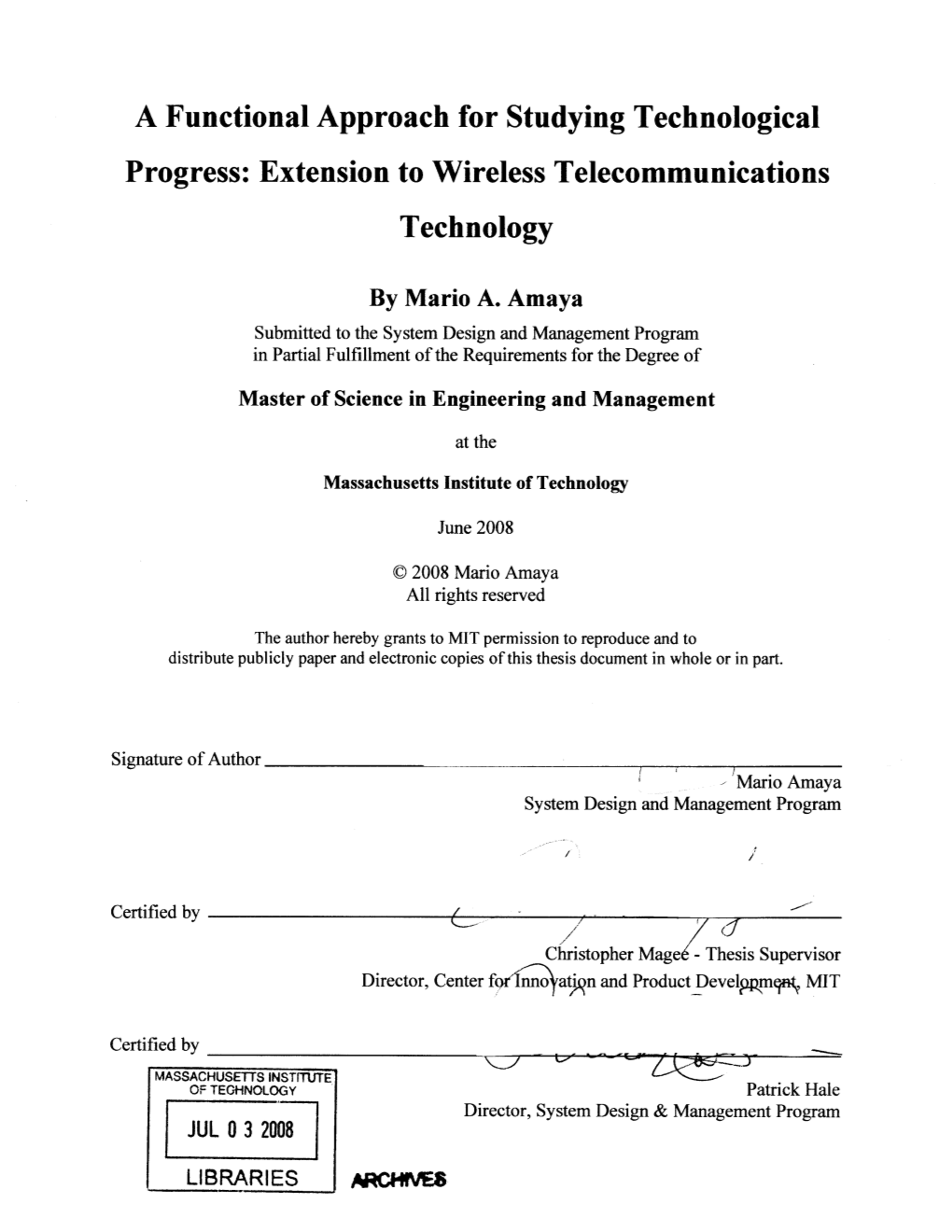 Extension to Wireless Telecommunications Technology