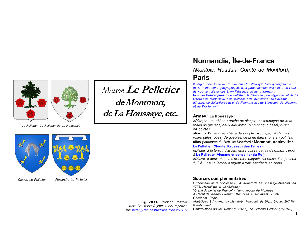 Maison Le Pelletier De Nos Connaissances & En L’Absence De Liens Formels