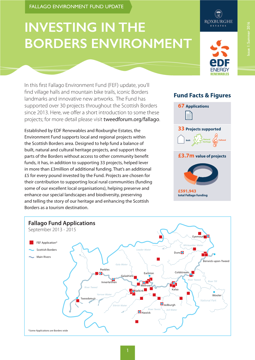 INVESTING in the BORDERS ENVIRONMENT Issue 1: Summer 2016 Issue 1