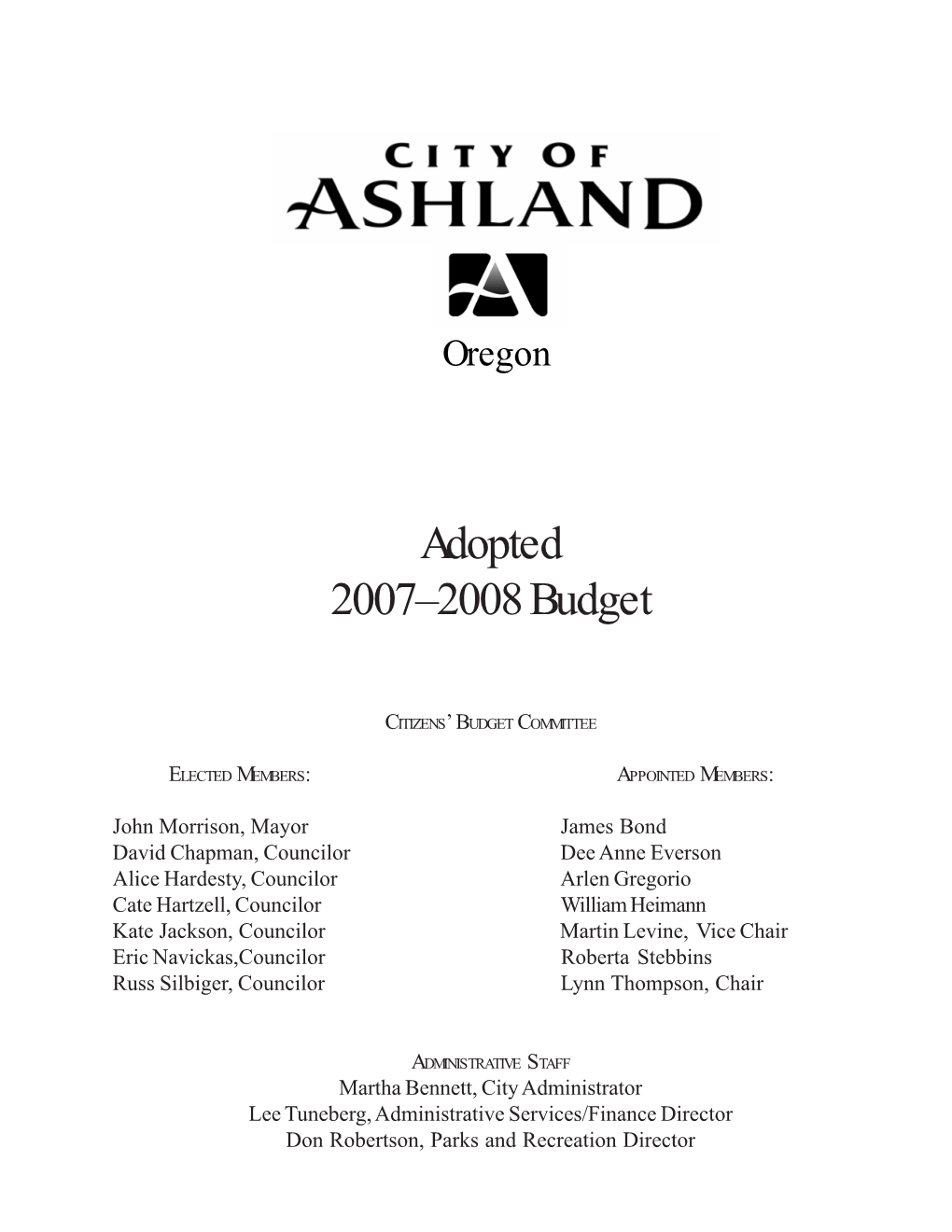 Adopted 2007–2008 Budget