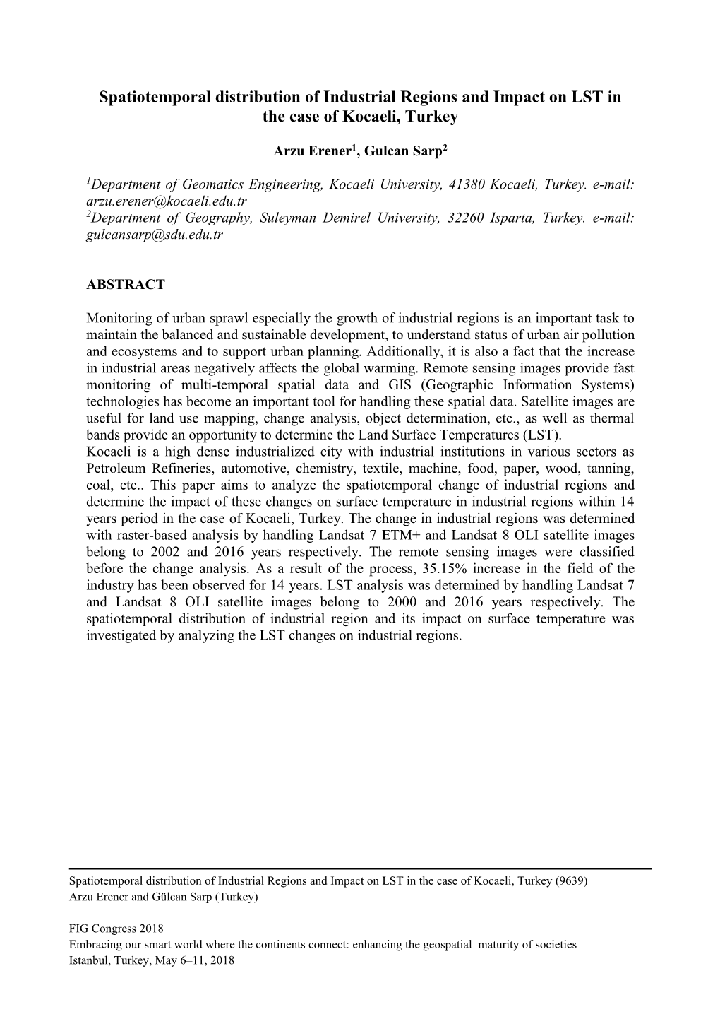 Spatiotemporal Distribution of Industrial Regions and Impact on LST in the Case of Kocaeli, Turkey