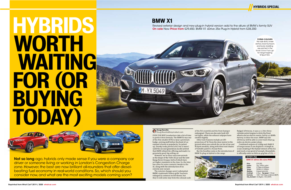 BMW X1 Revised Exterior Design and New Plug-In Hybrid Version Add to the Allure of BMW’S Family SUV HYBRIDS on Sale Now Price from £29,450