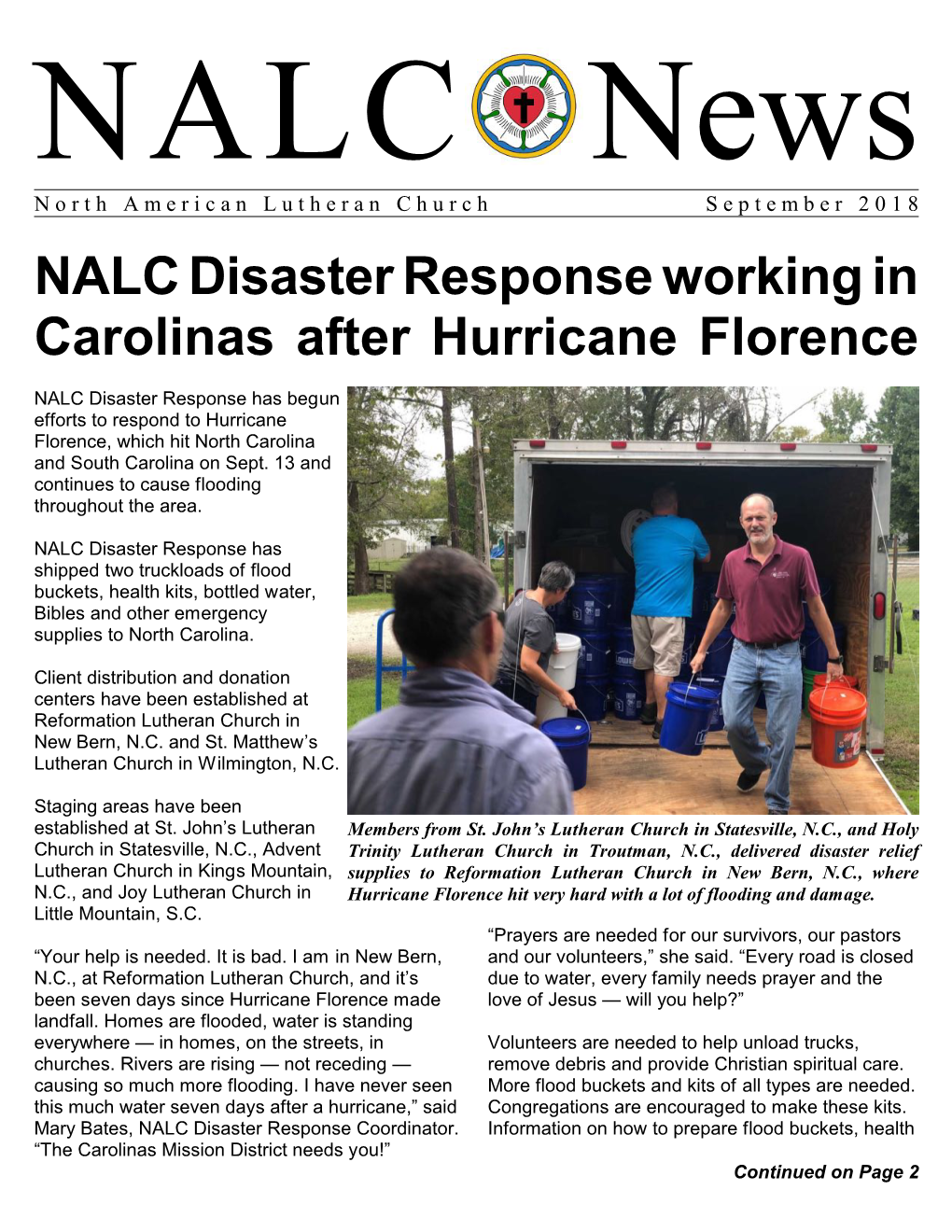 NALC Disaster Response Working in Carolinas After Hurricane Florence