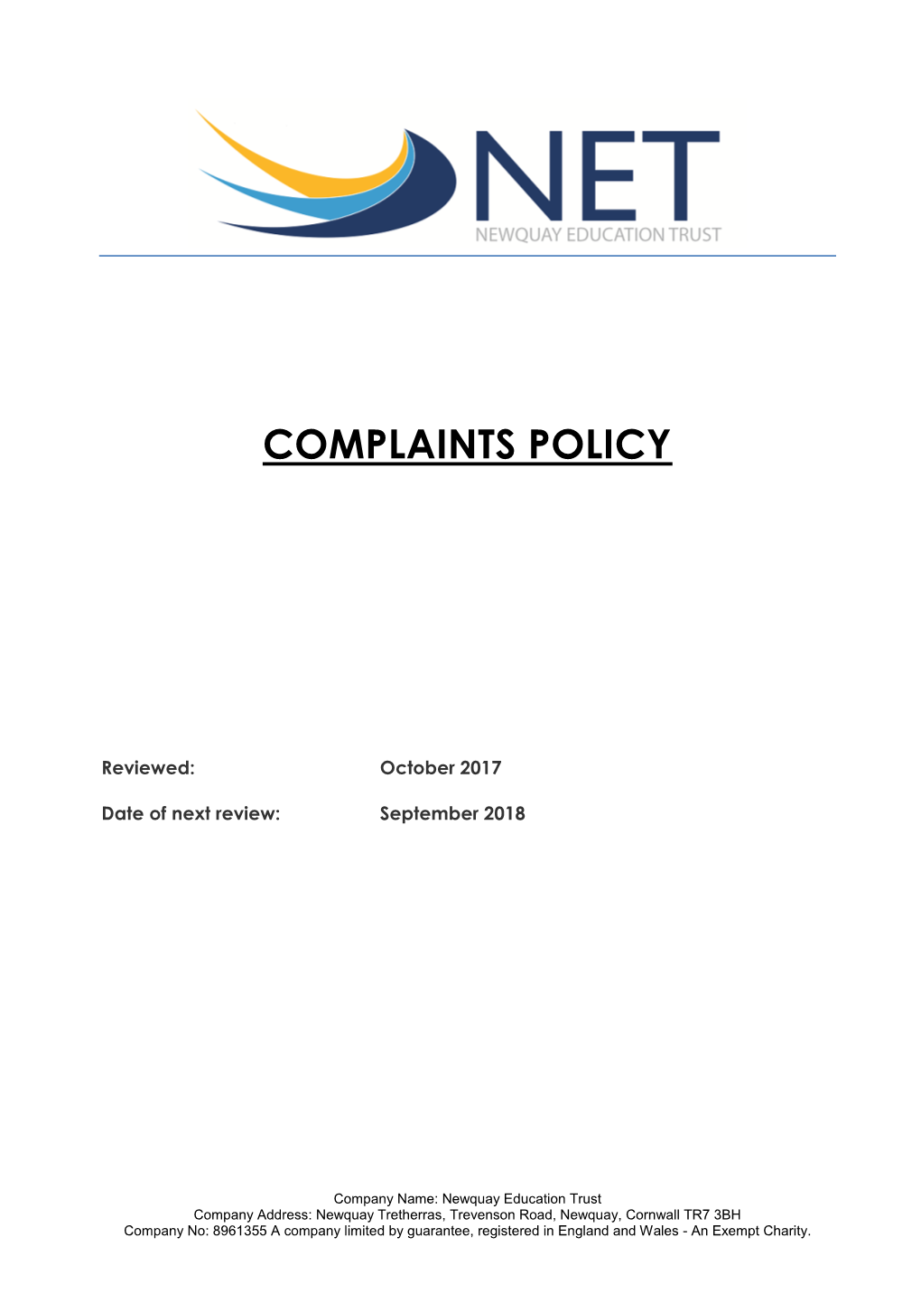 Complaints Policy