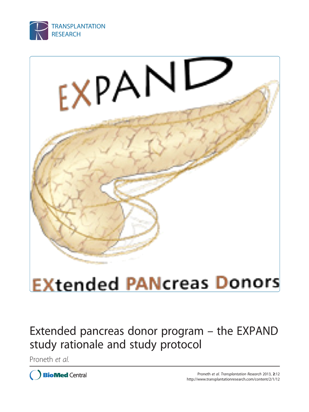 Extended Pancreas Donor Program the EXPAND Study Rationale And