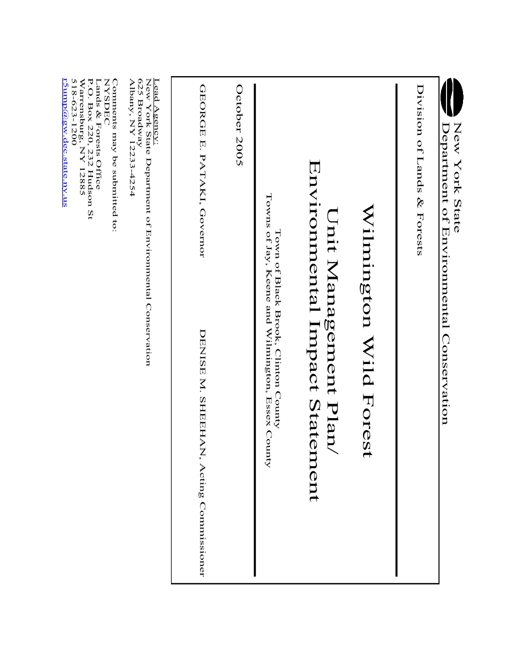 2005 Wilmington Wild Forest Unit Management Plan (UMP)