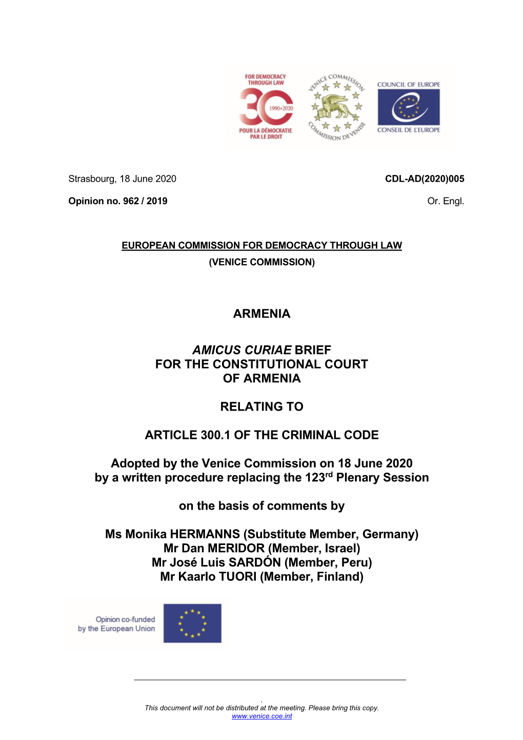 Armenia Amicus Curiae Brief for the Constitutional