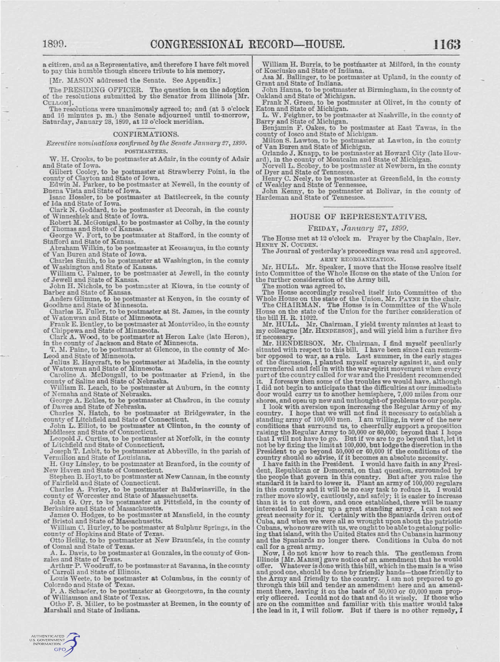 CONGRESSIONAL RECORD-HOUSE. 1163 a Citizen, and As a Representative, and Therefore I Have Felt Moved William H