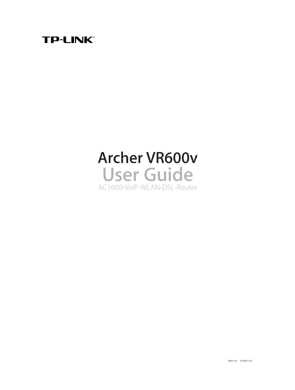 Archer Vr600v User Guide AC1600-Voip-WLAN-DSL-Router