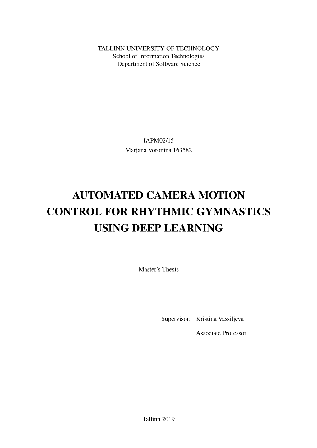 Automated Camera Motion Control for Rhythmic Gymnastics Using Deep Learning