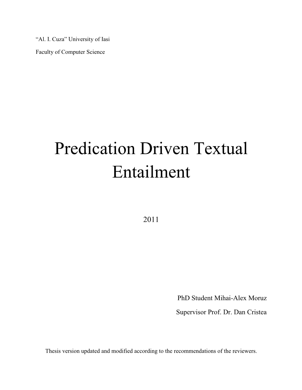 Predication Driven Textual Entailment