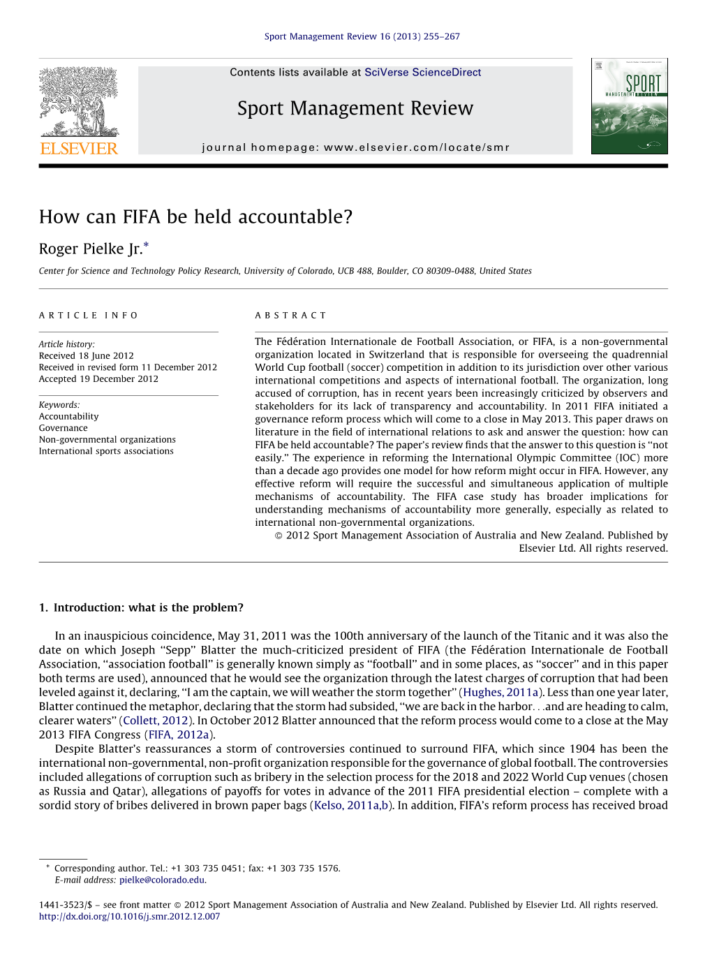 Author's Personal Copy How Can FIFA Be Held Accountable?