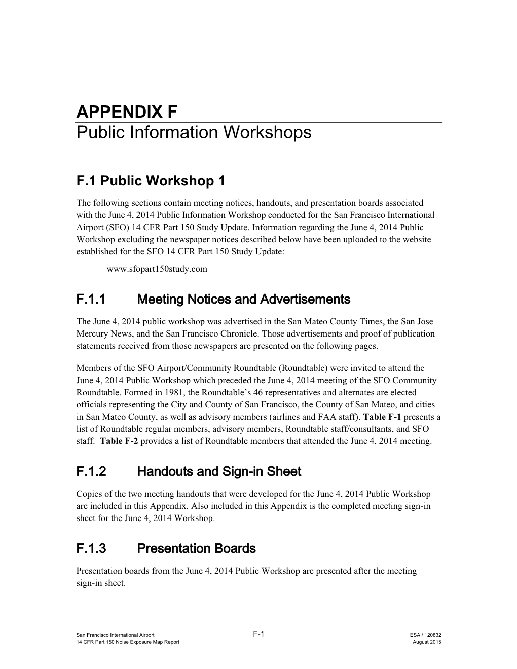 Final 14 Code of Federal Regulations Part 150 Study Update Noise Exposure Map Report for San Francisco International Airport