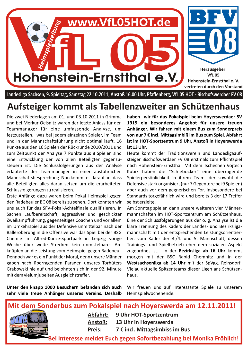 Vfl 05 Hohenstein-Ernstthal Gegen Bischofswerdaer FV 08 Das