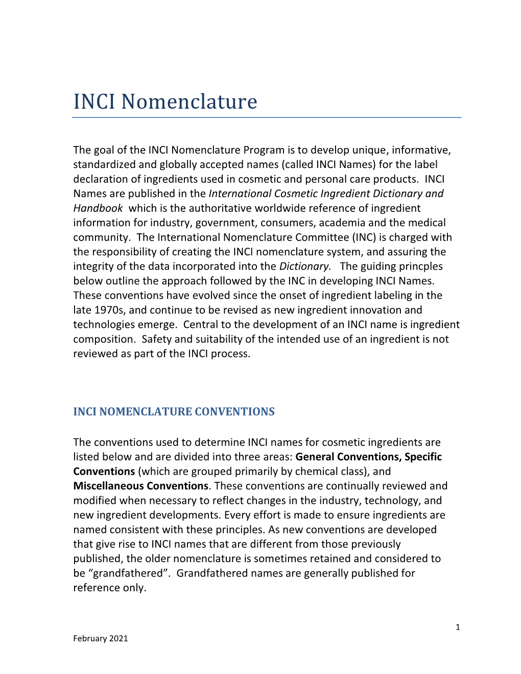 INCI Nomenclature